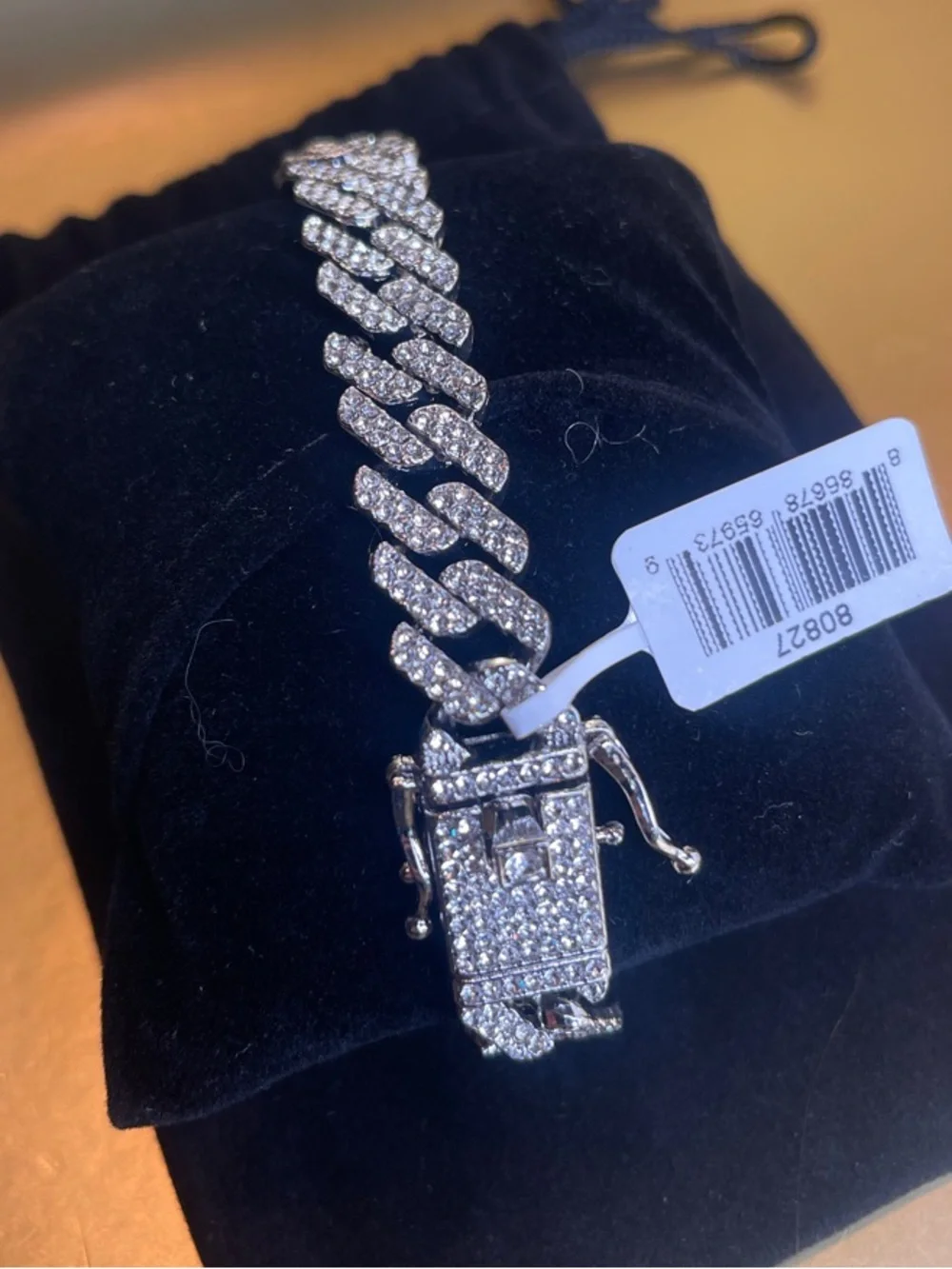 Invicta Men’s Silver-Tone Cubic Zirconia Cuban Link Bracelet - 80827